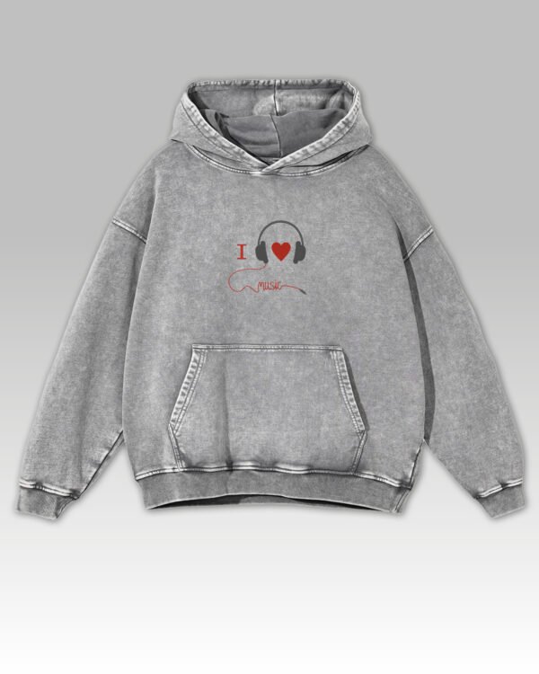 Bluza oversize z kapturem I Love Music Haft